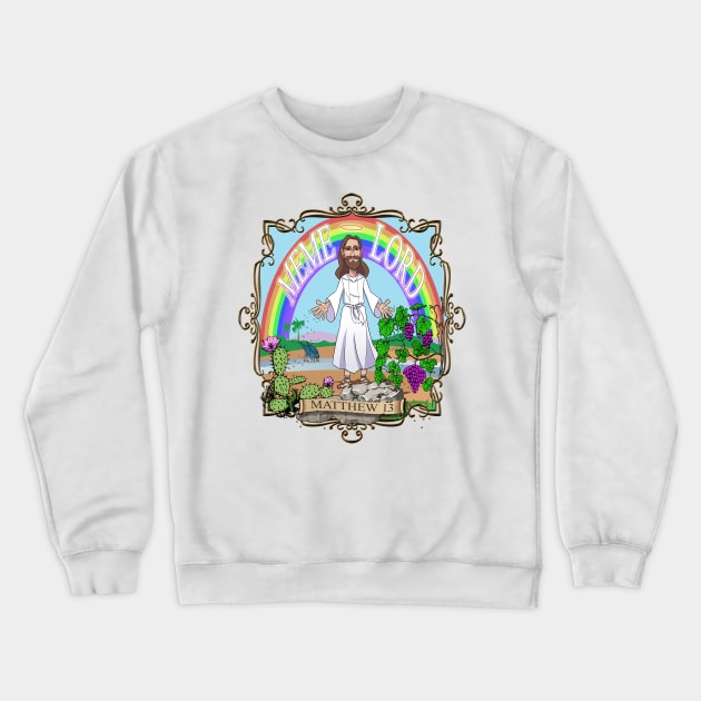 Meme Lord Jesus Crewneck Sweatshirt by pigeonspaceshipstudios